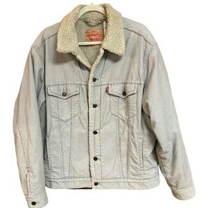 Levi Strauss & Co. Beige Corduroy Sherpa Lined Trucker Jean Winter Jacket L